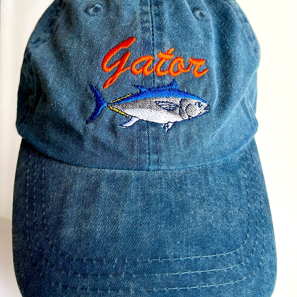 Gator Denim Baseball Cap Hat Embroidered Fish Fahrenheit NWOT